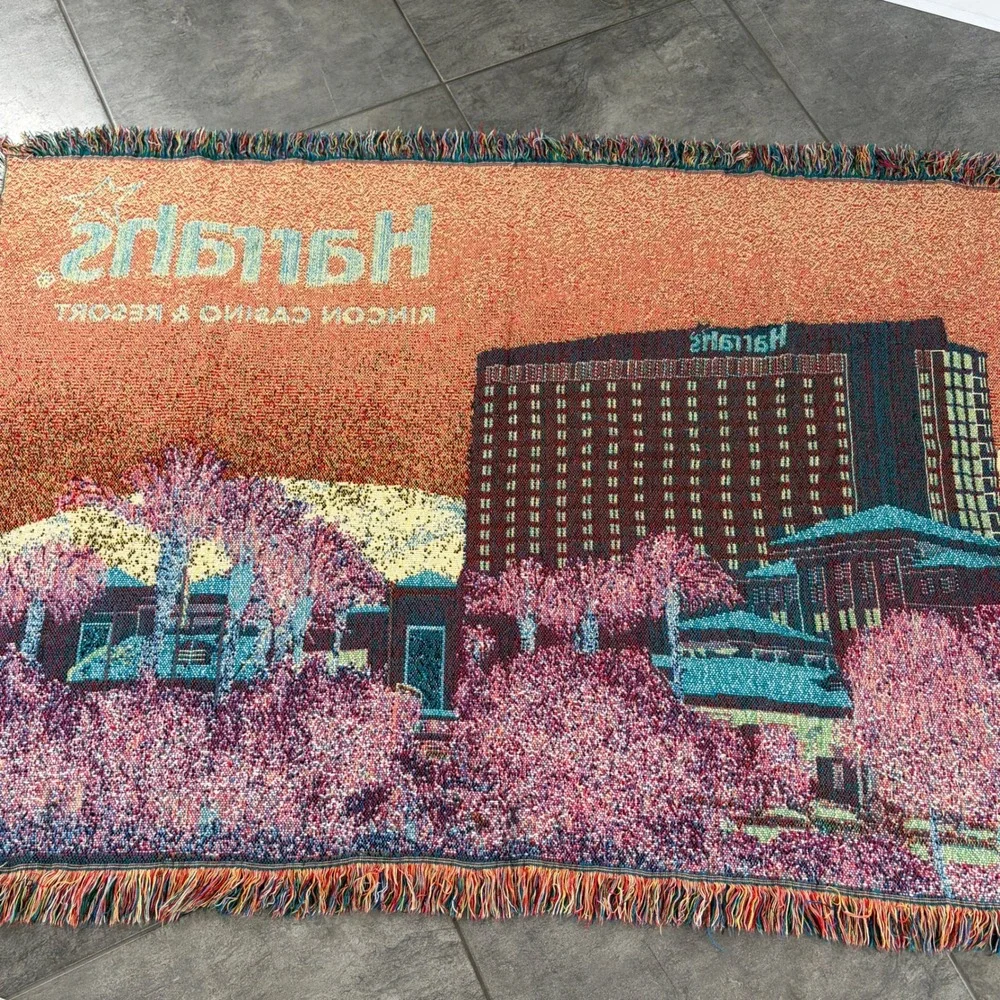 Harrahs Rincon Casino & Resort Tapestry Throw Blanket Women 40x55 Blue‎ Souvenir